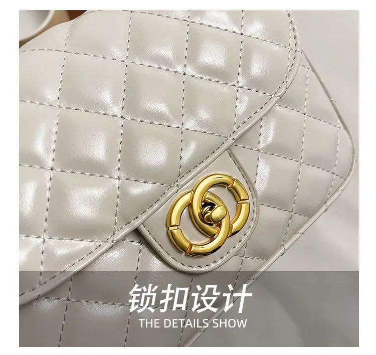 2025 New Women's Light Luxury Chain Square Bag Trendy Crossbody Shoulder Design | Versatile Handy Small Purse for Daily/Evening