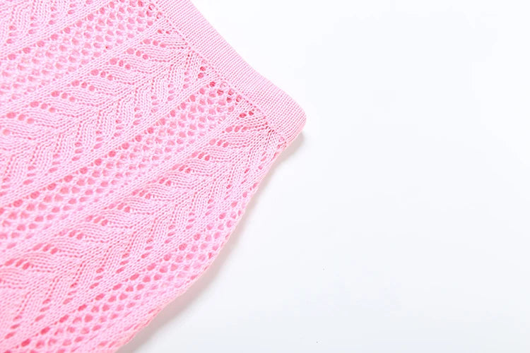 Weird Puss Beach Crochet Women Summer 2 Piece Set Applique Halter Bandage Camisole+Maxi Skirts Sexy Matching Vacation Clubwear