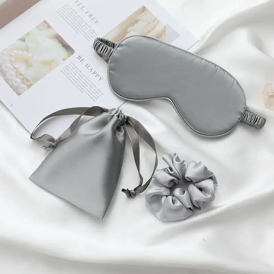 Silk-like sleeping eye mask with storage bag and scrunchie, soft cooling eye mask for face