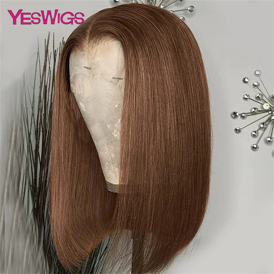 Short Bob Wig Hot Red Burgundy 99j Colored Brown Lace Front Human Hair Wigs Bone Straight Bob Wig Lace Frontal Wigs For Women