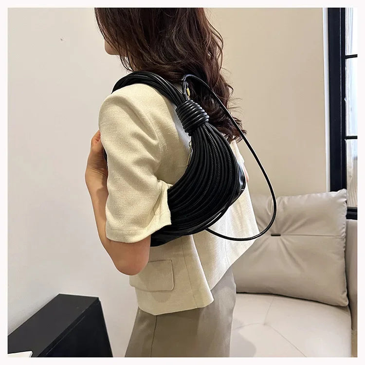2025 Trendy! Women's Multicolored Woven Knot Handbag - Stylish Crossbody/Top Handle Bag | High-End Texture for Streetwear