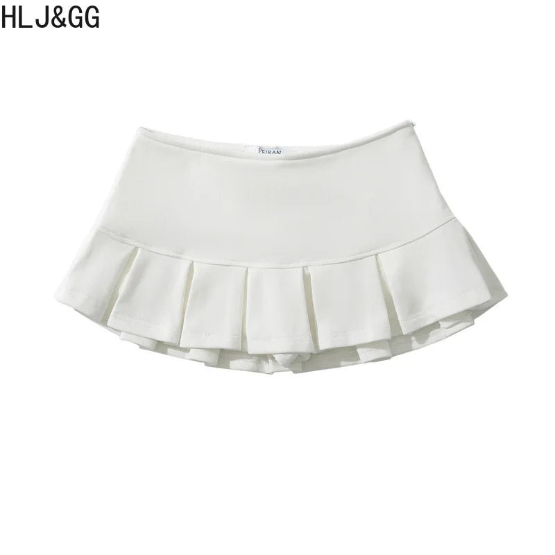 HLJ&GG Fashion Letter Graffiti Print Pullover Two Piece Sets Women V Neck Long Sleeve Loose Top + Pleated Mini Skirts Streetwear