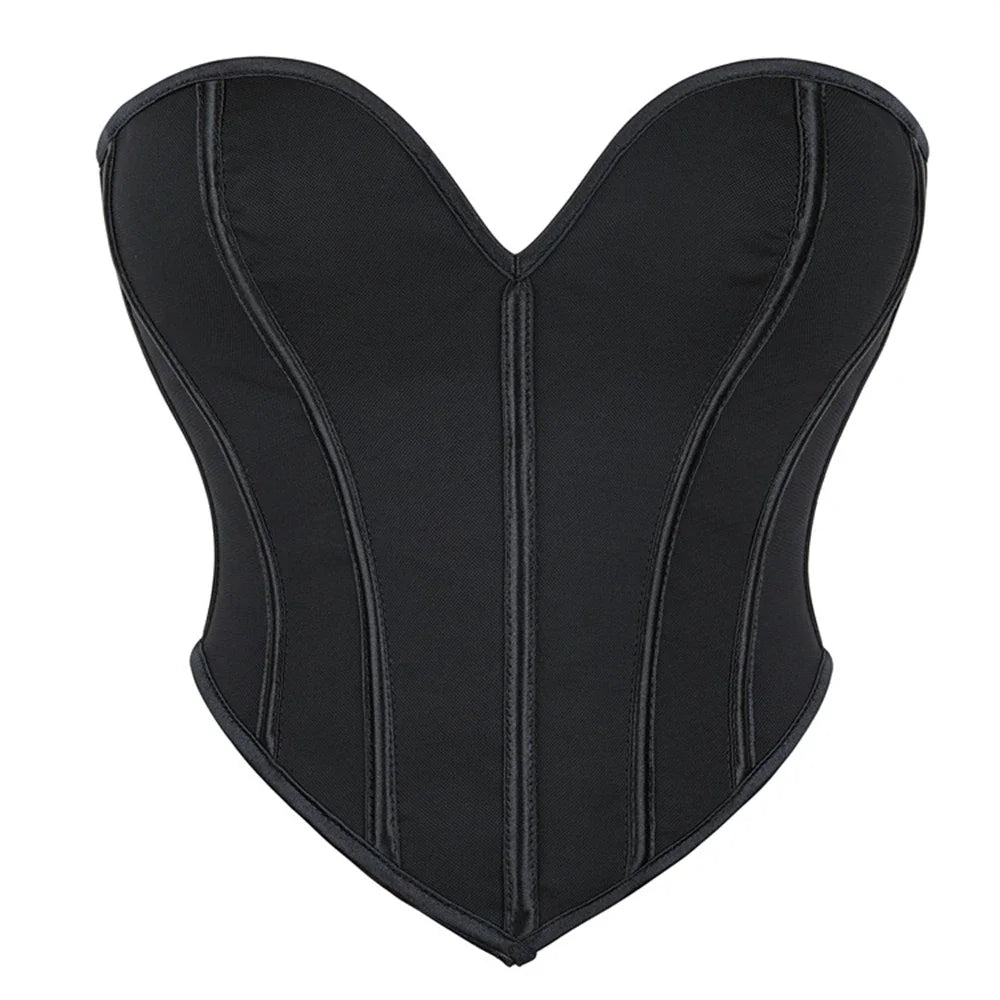 Sexy Women Overbust Corsets Crop Tops Golden Printed Bustiers Lace Up Body Shaper Lingerie Gothic Corselet