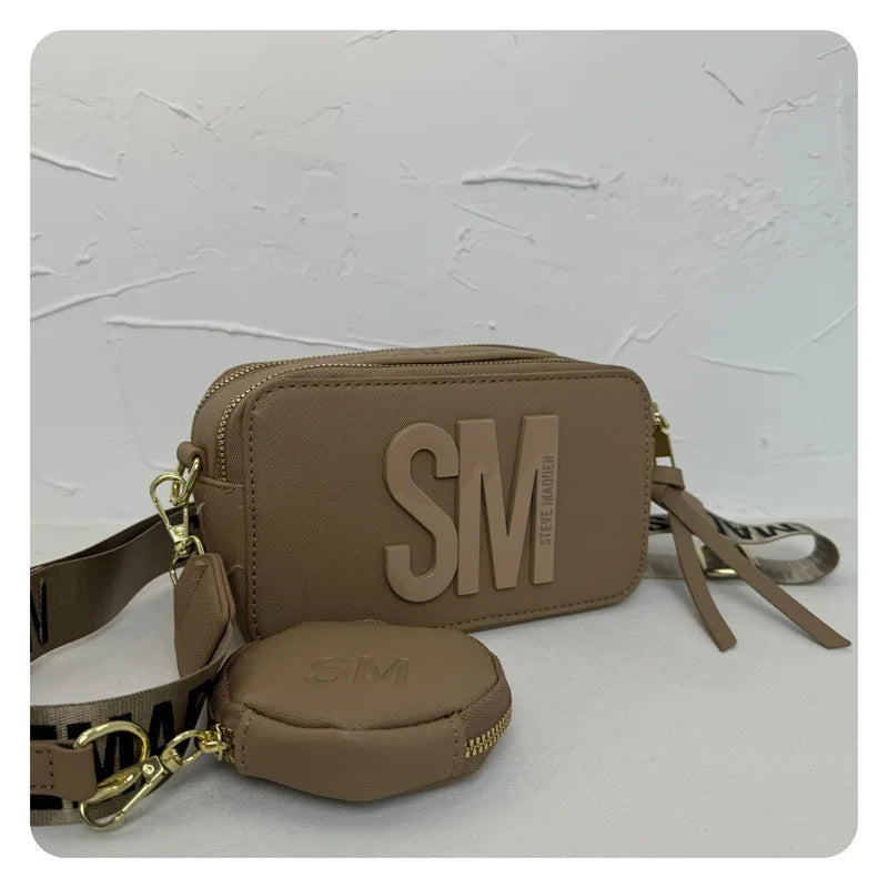 2024 Spring/Summer New Fashion Camera Bag with Wide Shoulder Strap, Lettering, Small Square Bag, Crossbody Bag