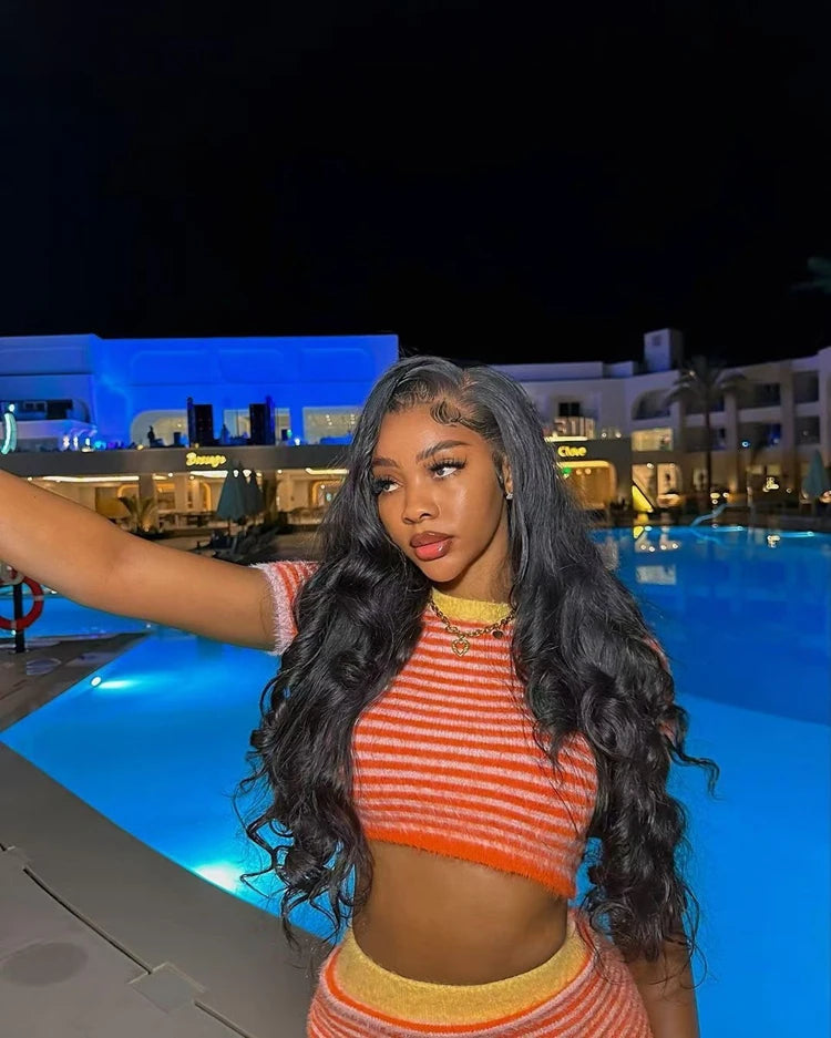 STYLISH LADY Striped Printed Knitted 2 Piece Set Women Short Sleeve Crop Top and Mini Skirt Suits 2025 Summer Sexy Club Outfits