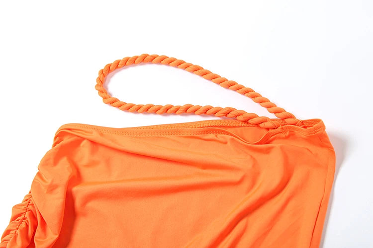 Weird Puss Square Collar 2 Piece Set Women Bra+Skinny Long Skirts Bandage Ruched 2025 Summer Vacation Beach Party Trend Suits
