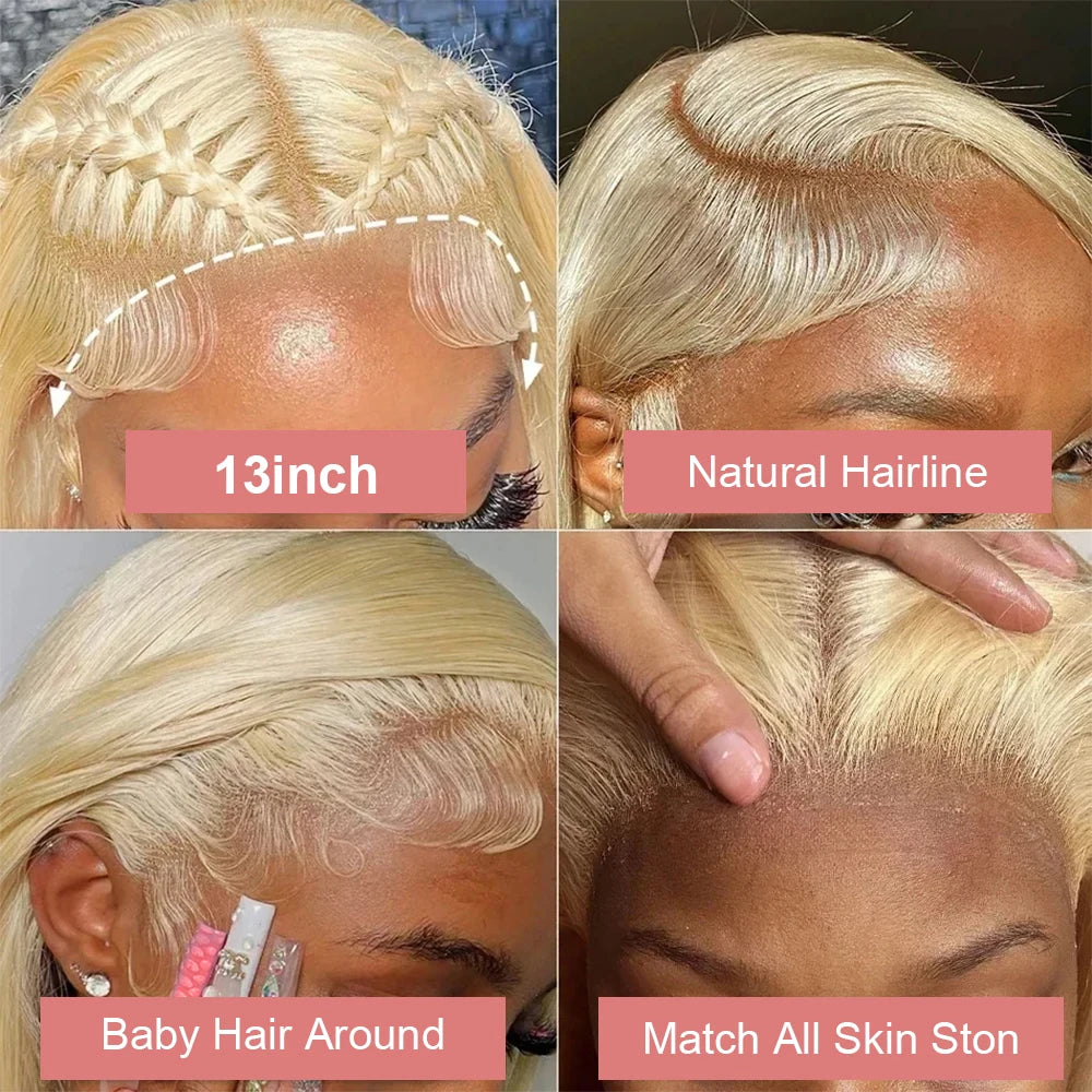 36 40 Inch 613 Honey Blonde Body Wave 250 Density 13x6 HD Lace Front Human Hair Wigs 13x4 HD Lace Frontal Wig for black women