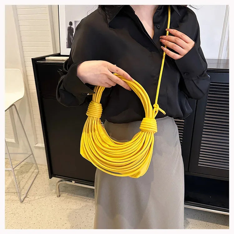 2025 Trendy! Women's Multicolored Woven Knot Handbag - Stylish Crossbody/Top Handle Bag | High-End Texture for Streetwear