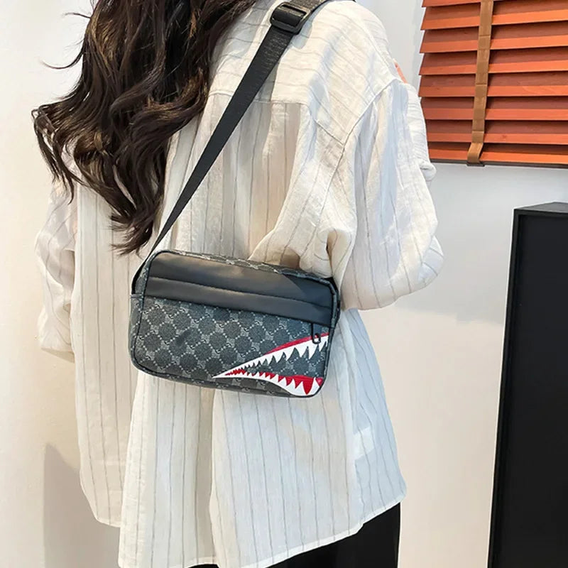 Creative Shark Mouth Crossbody Bag Simple Coin Purse Mobile Phone Bag Casual Fashion Crossbody Large Capacity Small Square Bag