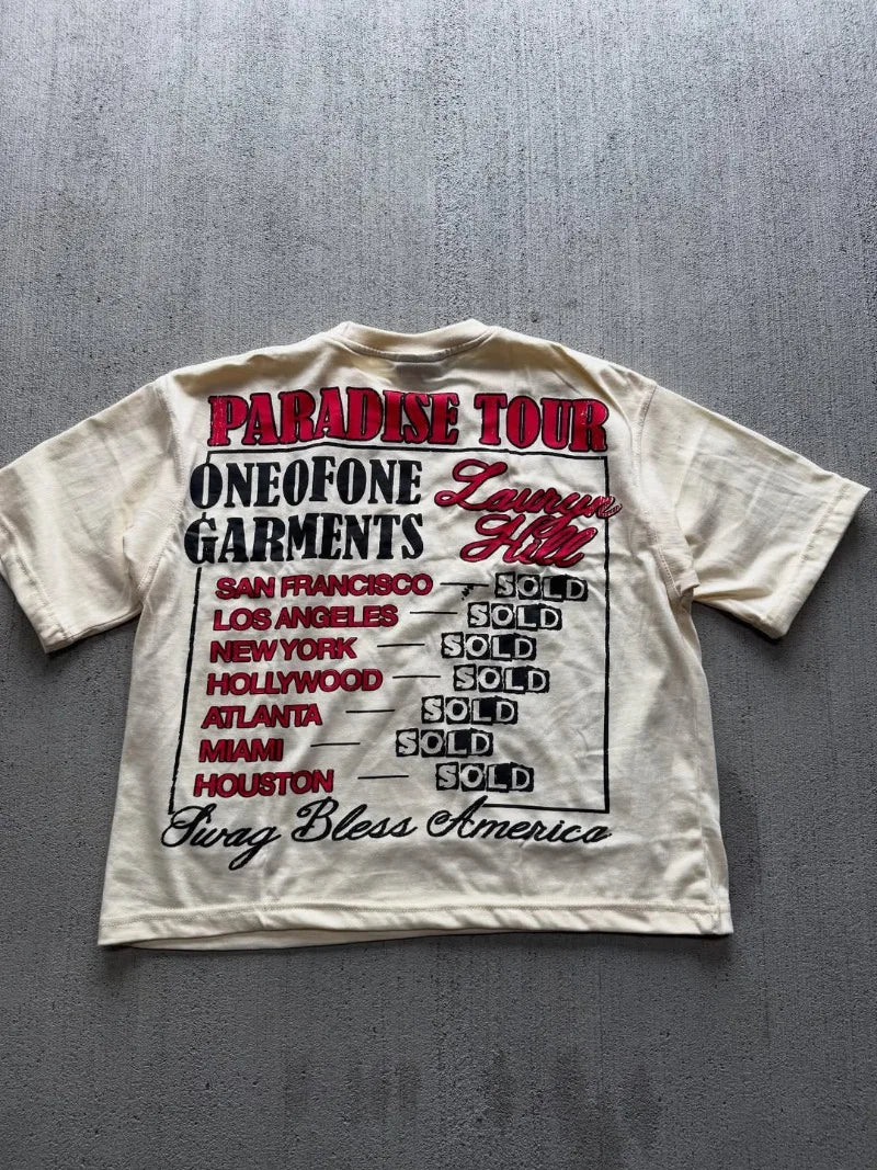 Summer Hip-hop Retro Trendy Oversized Cotton Round Neck T-shirt Men Y2K 2025 Casual Harajuku Rock Graphics Top Streetwear Women