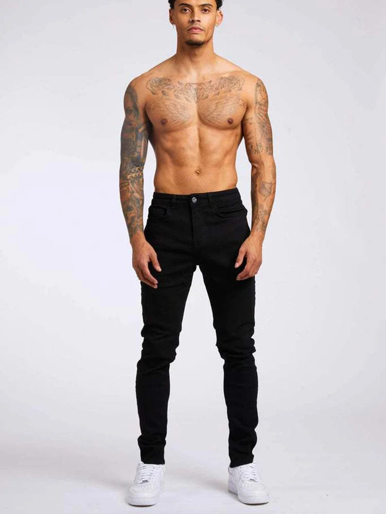Jeans Elastic Skinny Solid Color Stretch Pencil Pants Slim Fit Denim Jeans Jogging Streetwear Cowboy Casual Trousers Blck, mens jeans