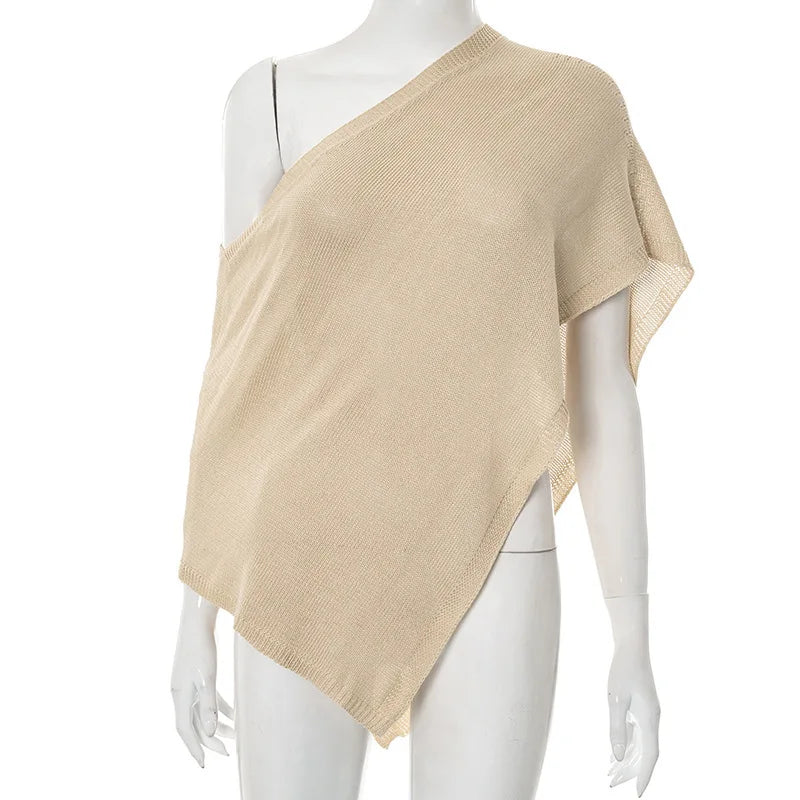 Nsauye 2025 Summer Knitted Sexy Irregular Y2K Off Shoulder Fashion Crop Tops Women Sexy Streetwear High Waisted Tank Tops Vest