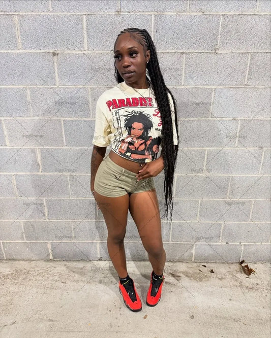 Summer Hip-hop Retro Trendy Oversized Cotton Round Neck T-shirt Men Y2K 2025 Casual Harajuku Rock Graphics Top Streetwear Women