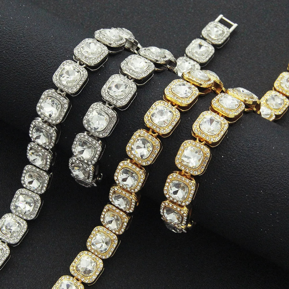 HNSP 12MM Tennis Chain Necklace Bracelet For Men Women Neck Hip Hop Jewelry Accessories