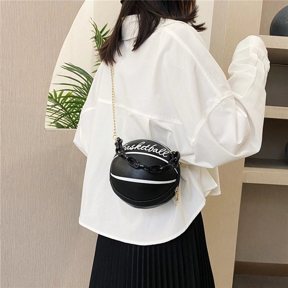 Fashion Chic Women Ball Handbag Round Basketball Football Shape Party bag Faux Leather Crossbody Girls Coin Purse Shoulder Bag