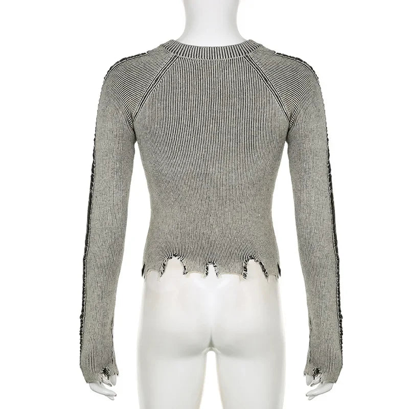 HLJ&GG American Vintage Y2K Leather Shorts Two Piece Sets Women Long Sleeve Knit Top And Shorts Outfits Fashion Streetwear New