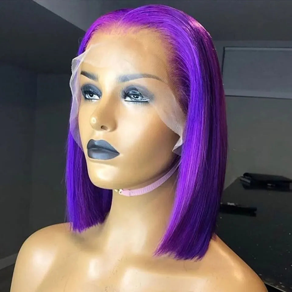 Green Colored Short Bob Wigs 180% Density 13x4 Lace Front Human Hair Wigs For Black Women Pre Plucked Brazilian Straight Bob Wig