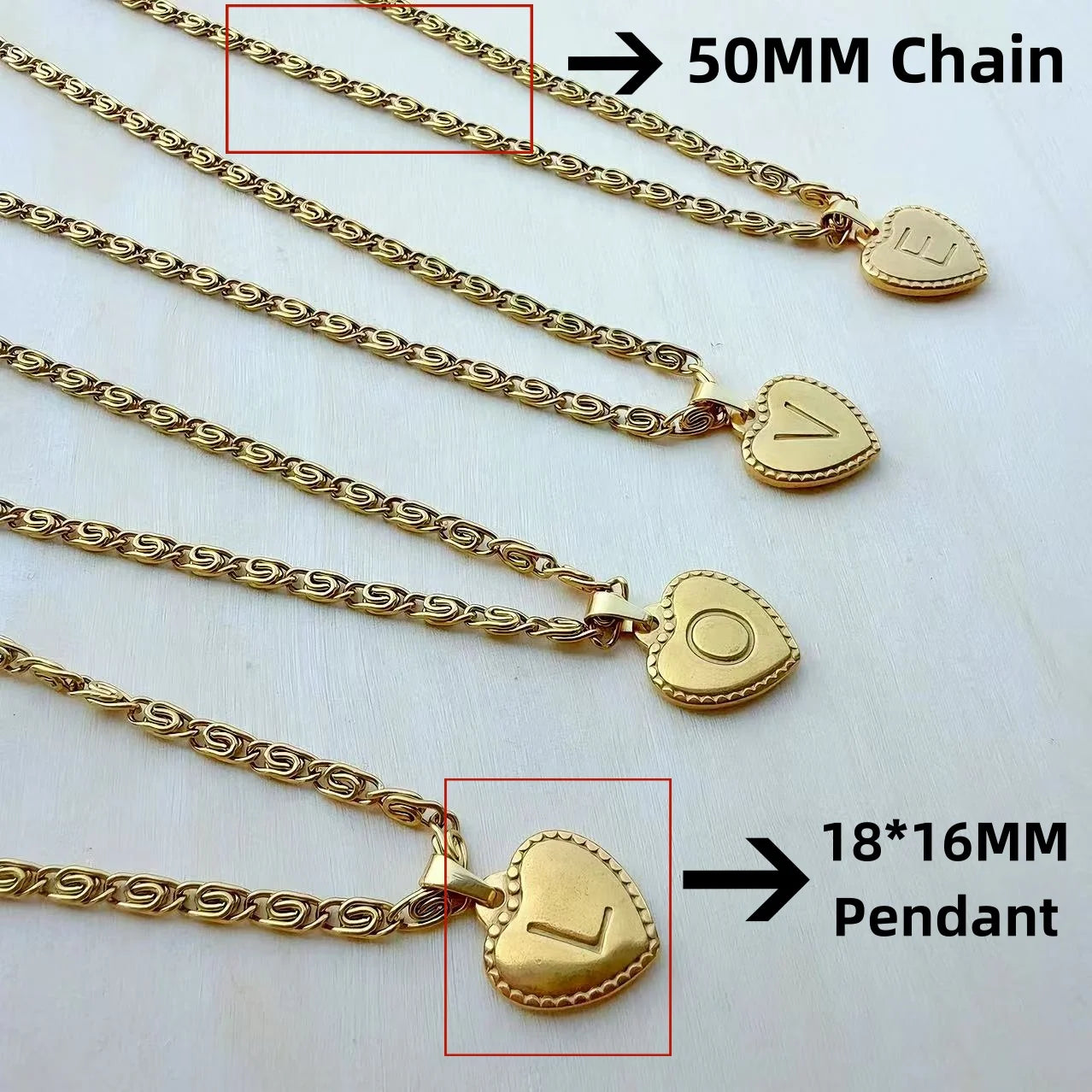 316L Stainless Steel Initial Necklace Letter Heart Pendant Chain For Women Name Jewelry Accessories