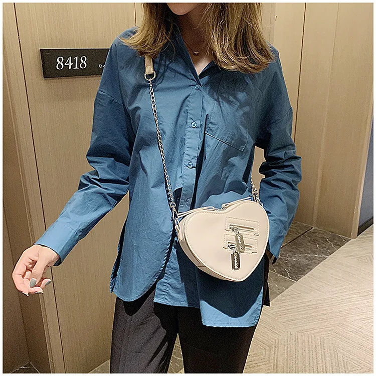 Gothic Heart Blade Zipper Chain Crossbody Bags for Women Girl Casual Shoulder Purses Handbags Techwear Summer Wallet Goth
