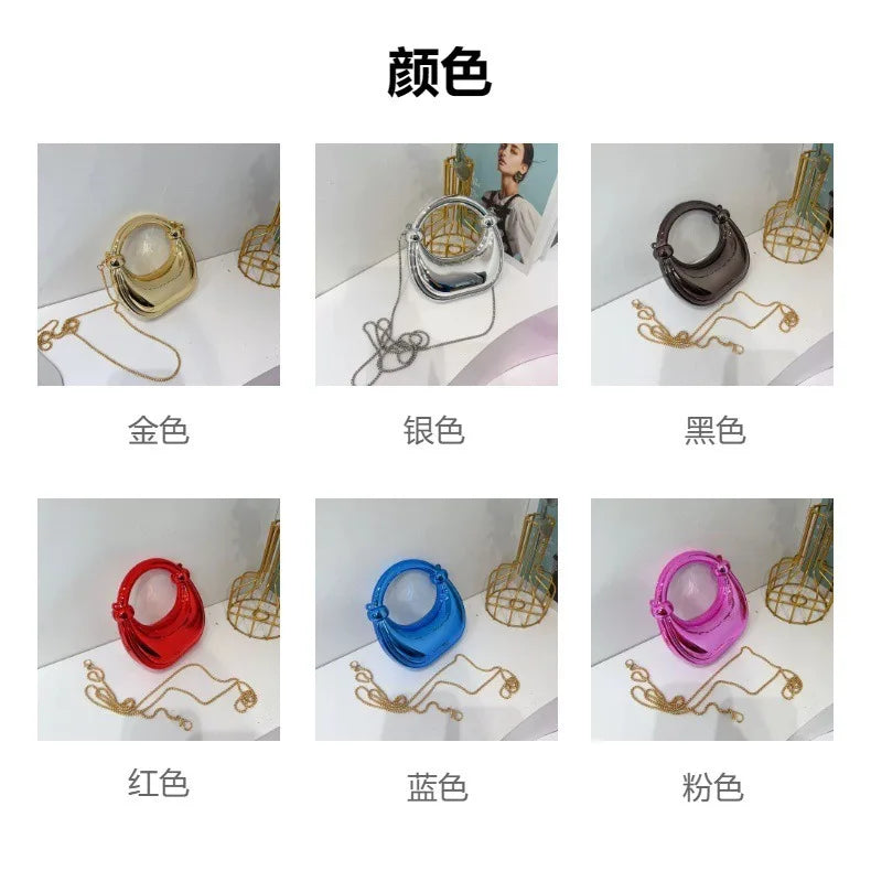 Mini Golden Evening Bag Purses and Handbags Luxury Designer Shoulder Bags Funny Shape Party Wedding Acrylic Knot Clutch Purse