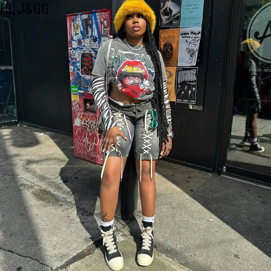 HLJ&GG American Vintage Fashion Bandage Straight Jean Shorts Women High Waisted Button Loose jeans Shorts Female Cowboy Bottom