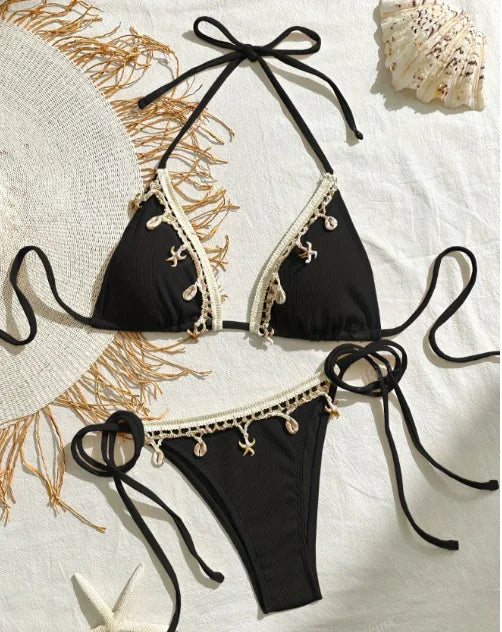 Sexy Halter Triangle Bikini set for Women Side Tie Swimsuit Strappy Beachwear Perfect for Summer Vacation