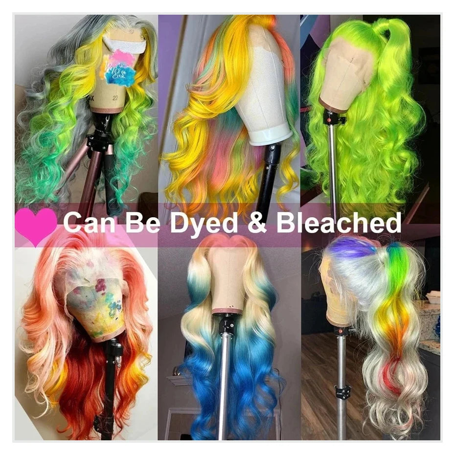 Cyan Blue Body Wave Human Hair Wigs Vietnamese Raw Hair 13x6 HD Lace Frontal Wig Blonde 613 Lace Front Human Hair Wigs For Women