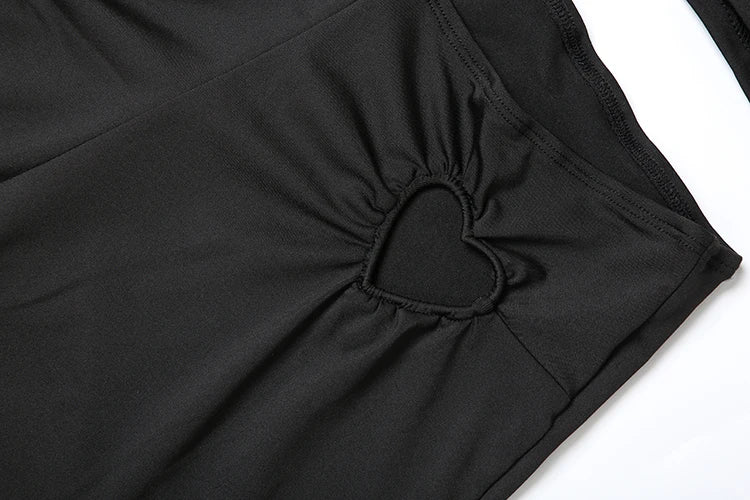 Weird Puss Heart Hollow 2 Piece Set Women o-Neck Sleeveless Tops+Skinny Stretch Pants Vacation Casual Simple Elegant Solid Suits