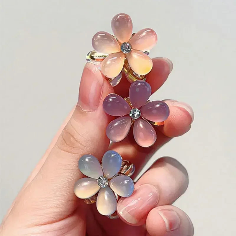1/10pcs Cute Mini Flower Hairclip Claws Women Girls Colorful Opal Hairpins Sweet Small Barrettes Accessories