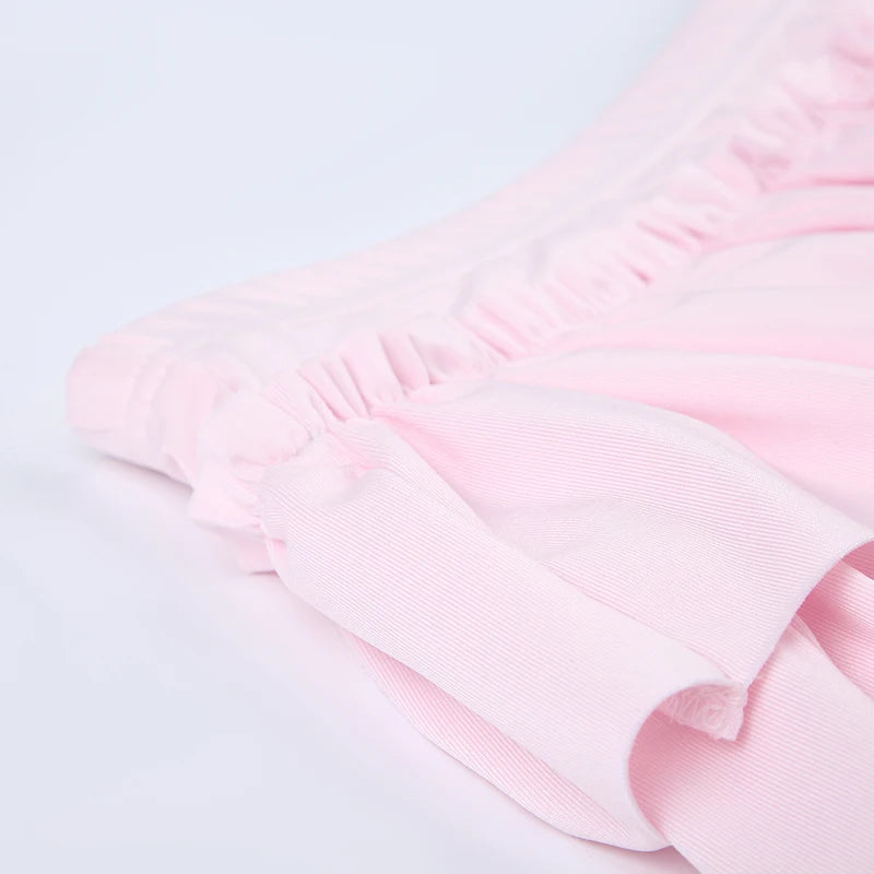 Rockmore Bow Sweet A-Line Skirts Women Sexy Slim Low-Waist Mini Skirts Y2K Female Summer Streetwear Pink Pleated Skirts Coqutte
