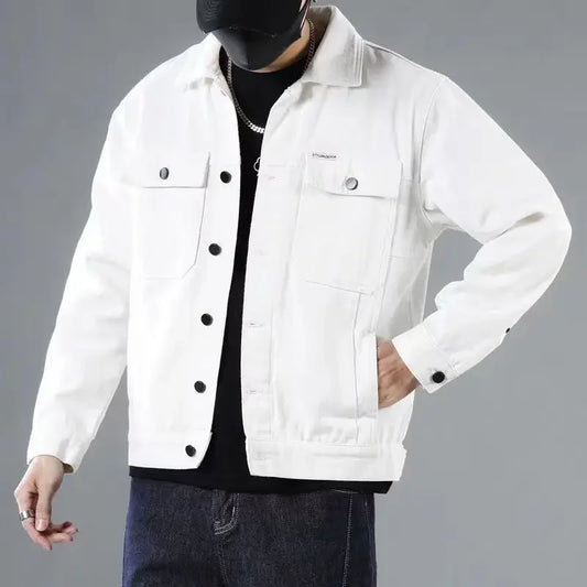 Button Black Denim Jackets Man Autumn Coat for Men Khaki Rock on Board Clothing Winter 2024 Designer Aesthetic Large Size