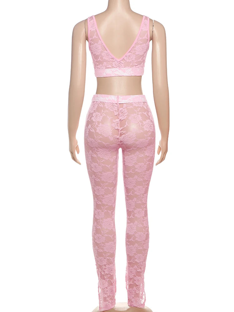 Weird Puss Jacquard Sexy 2 Piece Set Women Thin Summer Coquette Wide Belt Tank Tops+Leggings Stretch Activity Matching Clubwear