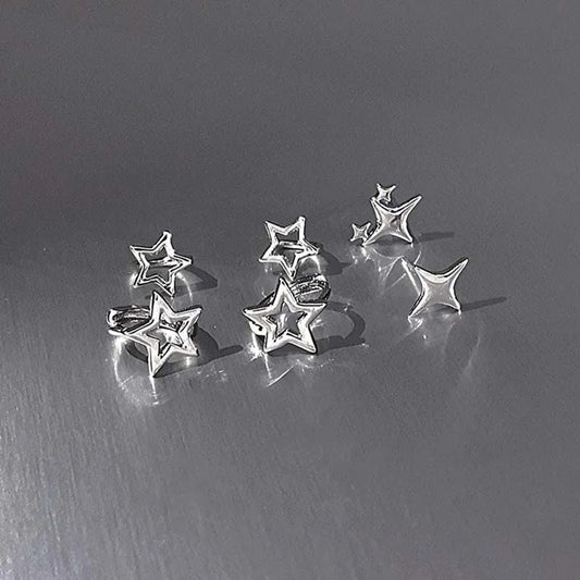 Y2K Style Hollow Pentagonal Stud Earrings for Women Personalize Star Asterism Round Ear Buckle Metal Accessories Fashion Jewelry