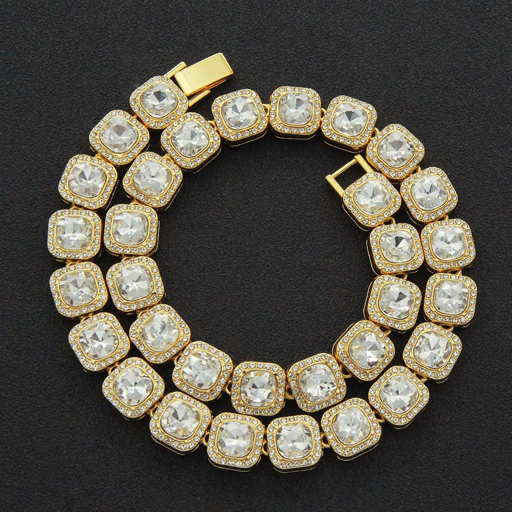 HNSP 12MM Tennis Chain Necklace Bracelet For Men Women Neck Hip Hop Jewelry Accessories