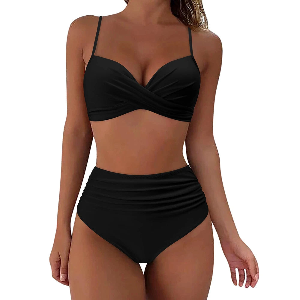 Vintage High Waist Bikinis 2025 Women Push Up Swimwear Printed Swimsuit Female Beachwear Summer Bathers Bathing Suit Swimming