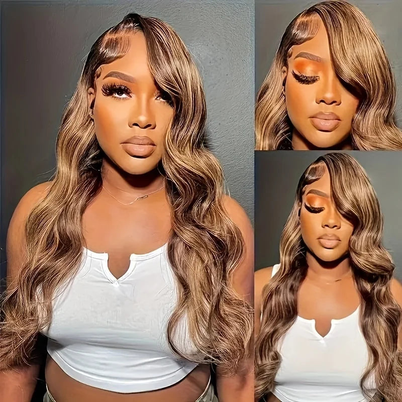 Body wave 4/27 Honey Blonde 30 inch lace front wig human hair hd lace frontal wig 13x6 wig humain hair for Women sale clearance