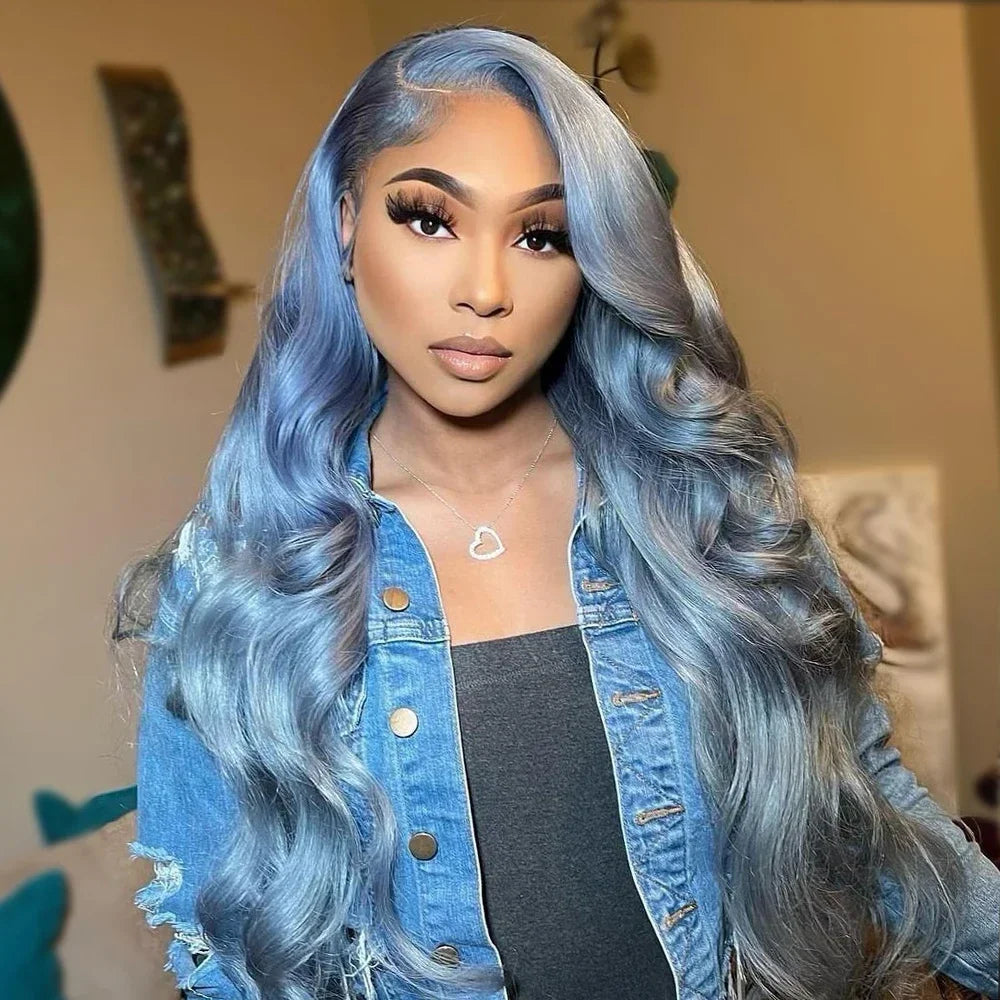 100% Vietnamese Silver Grey Lace Front Wig Human Hair Lace Frontal Wig Body Wave 13x4 HD Lace Platinum Blonde Colored Gray Wigs