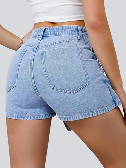 Women's jeans Shorts High Waisted Asymmetric Button Detailing Ideal for Trendy Summer Outfits Casual Occasions