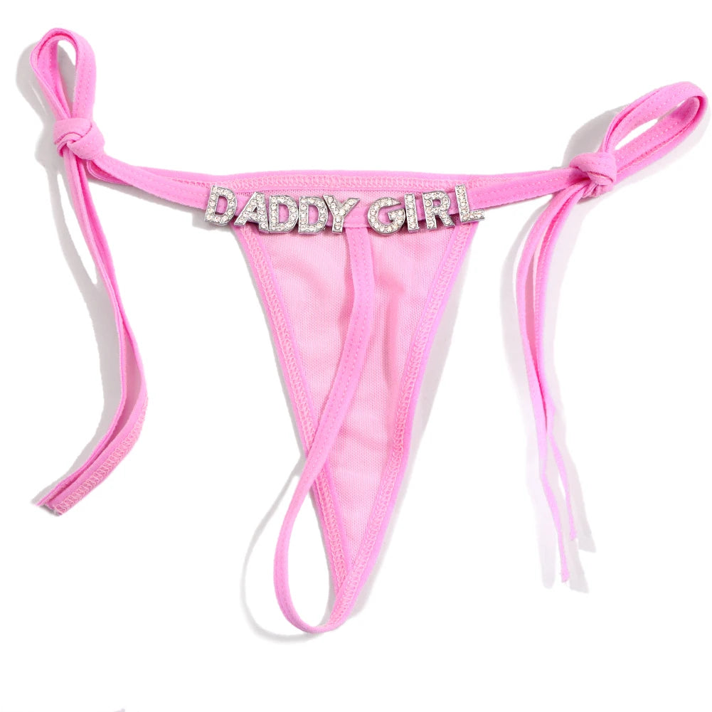 Sexy Lace G-string Thong Custom Underwear Name Letter Waist Chain Body Jewelry Personalized Crystal Letter Birthday Gift