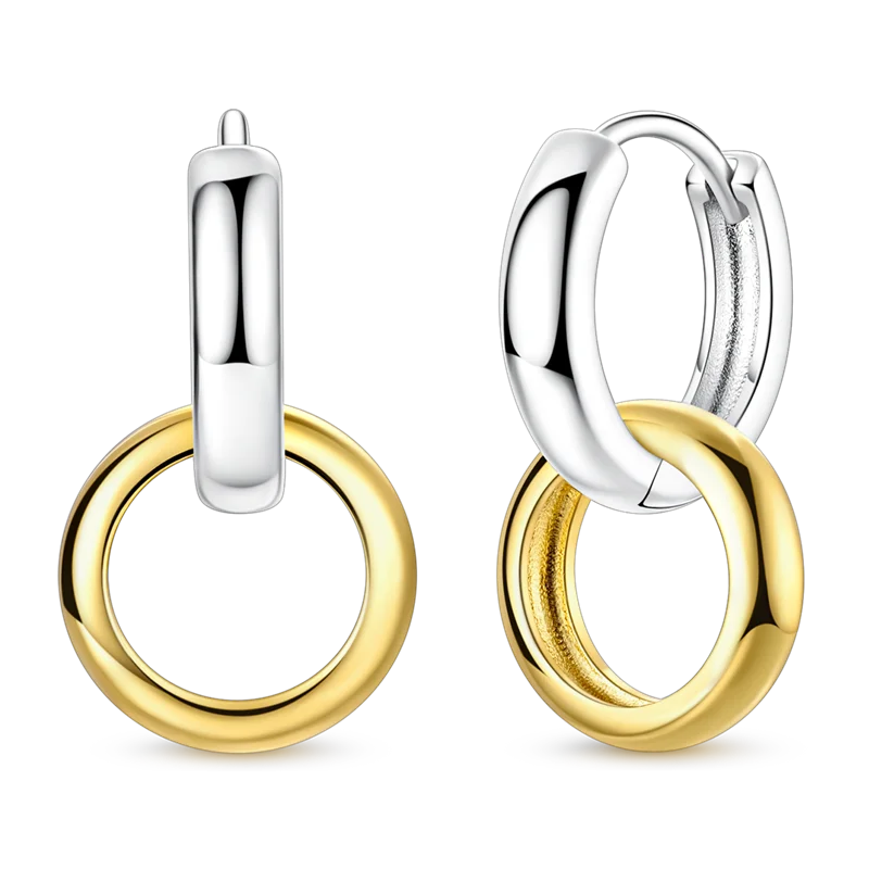 Fashion Gold ladies Hoop Earring 925 Sterling Silver Sparkling Zircon Round Ear Stud Earrings Fine Jewelry Lover Anniversary Gift