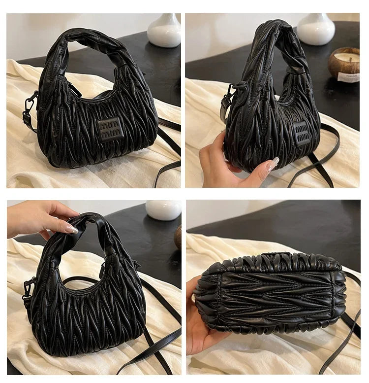 2025 New! Women's Niche Pleated Dumpling Bag – Mini Portable, Summer Trendy, Lightweight Fabric & Easy-Carry Messenger
