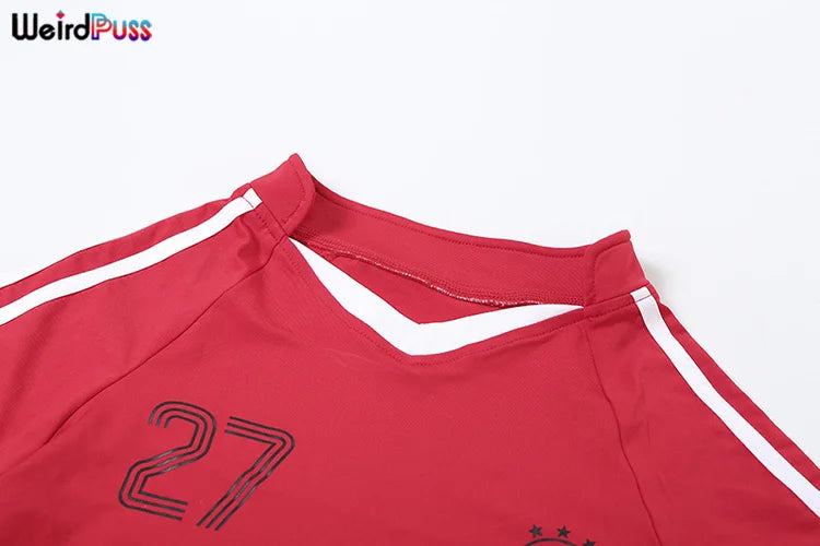 Weird Puss Letter Print Women 2 Piece Set Tracksuit Casual Sporty Mini Sleeve Crop Tops+Shorts Streetwear Stretch Matching Suit