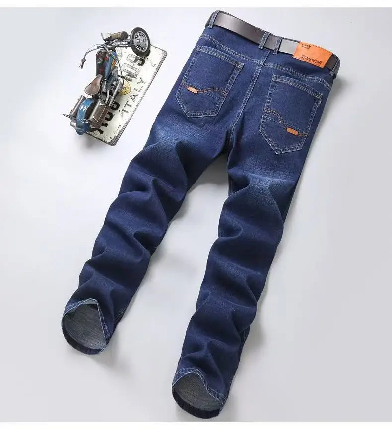 2025 Spring/Summer New Men's Jeans Micro Elastic Loose Straight Tube Business Casual Men's Pants Boutique Denim Series