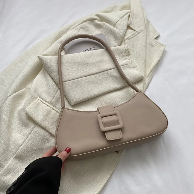 Fashion Solid Women's Shoulder Bag Artificial Leather Square Underarm Bags Ladies Handbags For Daily Used and Gift