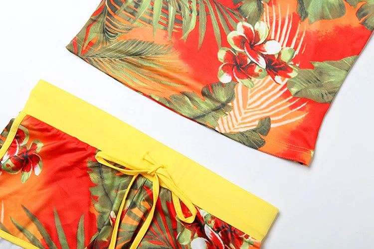Weird Puss Colorful Print Women Tracksuit 2Piece Set Summer Casual Tank Tops+Shorts Matching Streetwear Stretch Activity Outfits