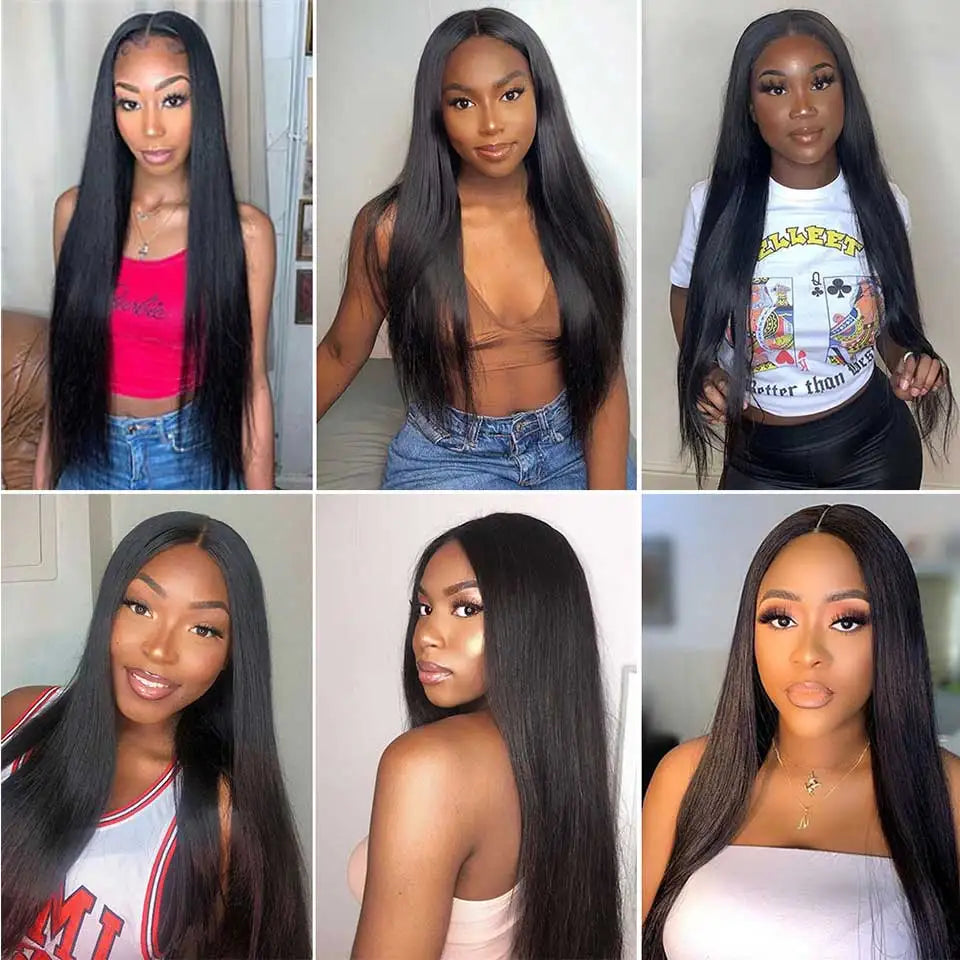 Pre Cut No Glue 4x6 Bone Straight Glueless Wig Human Hair 5x5 Ready To Wear Brazilian Lace Front Wigs For Women Preplucked Bling