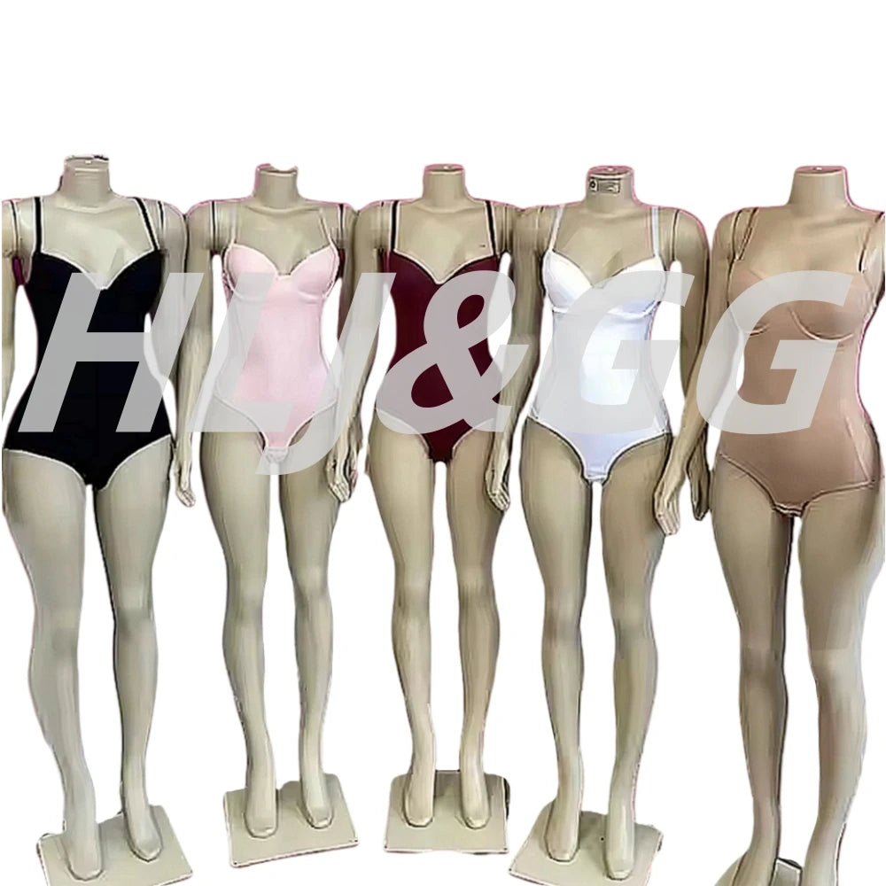 HLJ&GG Sexy High Quality Stretchy Solid One Piece Bodysuits Women V Neck Spaghetti Strap Slim Bodycon Rompers Fashion Jumsuits