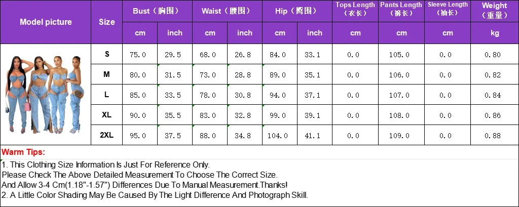 HLJ&GG Sexy jeans, Sleveless Hollow Out 2 Piece Sets Outfit Women Bikini Tops And Cargo Jean Pants Suits 2025 Cowboy Streetwear