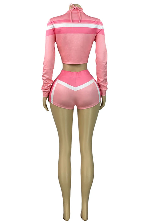 Kricesseen Hot Girls Zippers Printed Jacket Top And Shorts 3 Pieces Swimsuits Set Sports Bikini Monokini Surfing Suit Beachwear