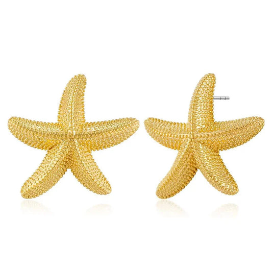 Fashion Exaggeration Summer New Golden Starfish Earrings for Woman Holiday Party Bohemian Jewelry Accessories for Women Gifts